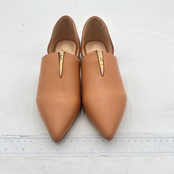 YDN Nude Pointed Toe D'Orsay V Cut Low Heels Slip On Office Dress Loafer Shoes - Picture 3 of 8